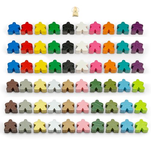 Waldfelsen® 16 mm Meeple aus Holz passend für Carcassonne (60 Stück in 20 Farben) von Waldfelsen