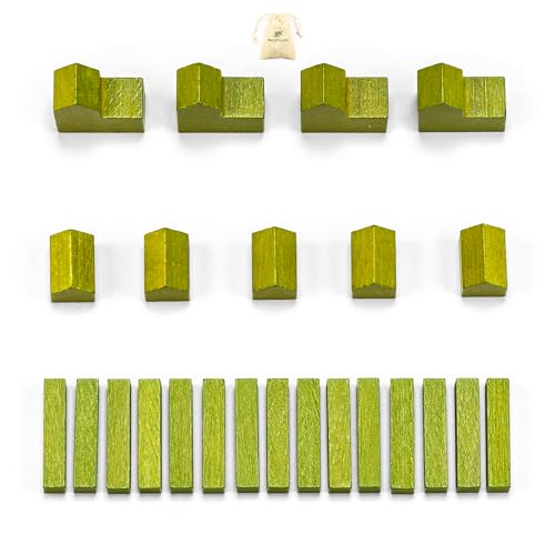 Waldfelsen® Hozfiguren: 4 Städte, 5 Siedlungen und 15 Straßen geeignet für Die Siedler (Farbe: Oliv) von Waldfelsen