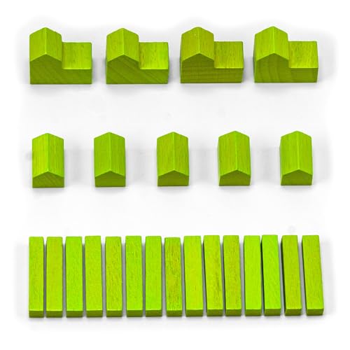 Waldfelsen® Hozfiguren: 4 Städte, 5 Siedlungen und 15 Straßen geeignet für Die Siedler (Farbe: Grasgrün) von Waldfelsen
