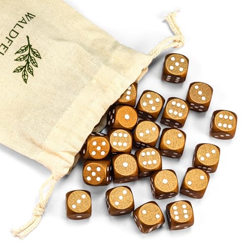 Waldfelsen 6, 12, 20, 30 oder 50 hochqualitative Holzwürfel aus echtem Buchenholz Augenwürfel Spielwürfel aus Holz in 16 mm Standardwürfel mit Stoffbeutel Würfelset (Bronze, 30 Stück) von Waldfelsen
