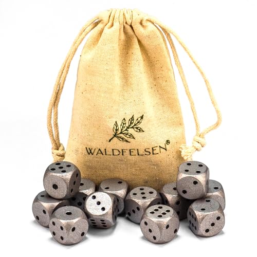 Waldfelsen 6, 12, 20, 30 oder 50 hochqualitative Holzwürfel aus echtem Buchenholz Augenwürfel Spielwürfel aus Holz in 16 mm Standardwürfel mit Stoffbeutel Würfelset (Silber, 12 Stück) von Waldfelsen