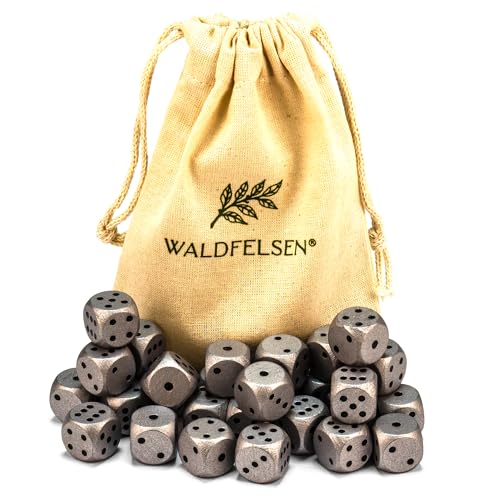 Waldfelsen 6, 12, 20, 30 oder 50 hochqualitative Holzwürfel aus echtem Buchenholz Augenwürfel Spielwürfel aus Holz in 16 mm Standardwürfel mit Stoffbeutel Würfelset (Silber, 30 Stück) von Waldfelsen