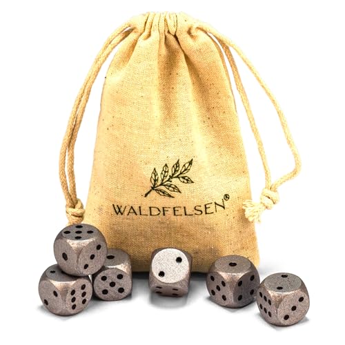 Waldfelsen 6, 12, 20, 30 oder 50 hochqualitative Holzwürfel aus echtem Buchenholz Augenwürfel Spielwürfel aus Holz in 16 mm Standardwürfel mit Stoffbeutel Würfelset (Silber, 6 Stück) von Waldfelsen