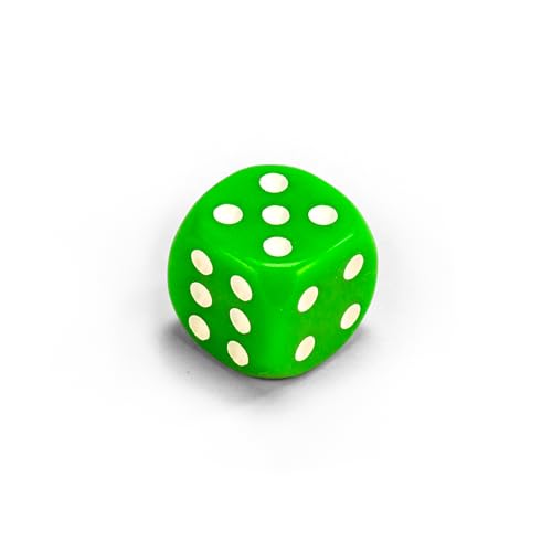 Einzelne Bunte Acrylwürfel von Waldfelsen®: Augenwürfel aus Acrylglas Spielmaterial Zubehör Würfel 16 mm W6 D6 Standardgröße Knobel Dice 6-seitig (Farbe: Grasgrün-weiß) von Waldfelsen