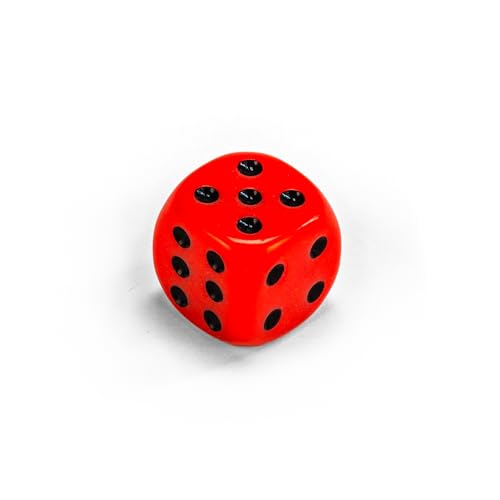 Einzelne Bunte Acrylwürfel von Waldfelsen®: Augenwürfel aus Acrylglas Spielmaterial Zubehör Würfel 16 mm W6 D6 Standardgröße Knobel Dice 6-seitig (Farbe: Rot-schwarz) von Waldfelsen