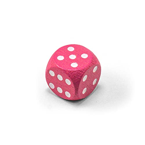 Waldfelsen Einzelne Bunte Holzwürfel Augenwürfel aus Holz in 20 frei konfigurierbar | Spielmaterial Zubehör Würfel 16 mm W6 D6 Standardgröße Knobel Dice 6-seitig (Pink-weiß) von Waldfelsen