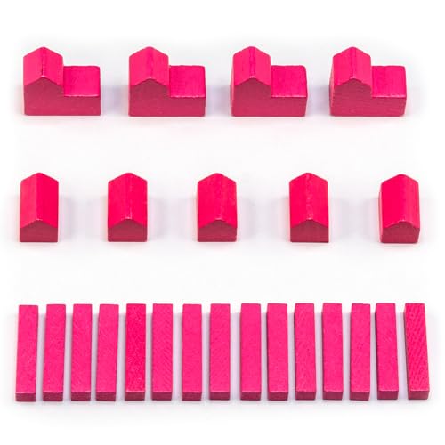 Waldfelsen® Hozfiguren: 4 Städte, 5 Siedlungen und 15 Straßen geeignet für Die Siedler (Farbe: Pink) von Waldfelsen