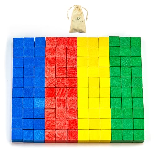 Waldfelsen Kleine Holzwürfel 120 Spielwürfel aus massivem Buchenholz ohne Augen in 4 (Größe: 10 mm) von Waldfelsen