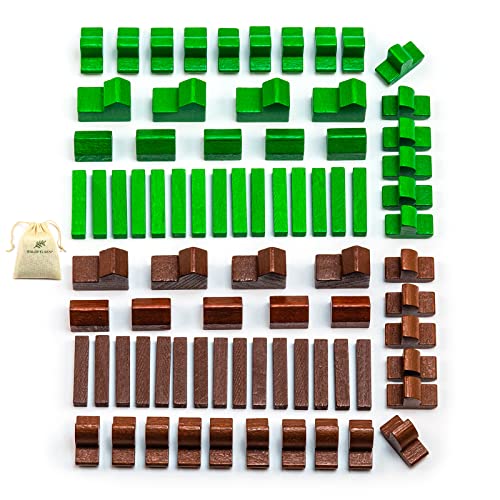Waldfelsen Spielfiguren aus Holz 8 Städte, 10 Siedlungen, 30 Straßen und 30 Schiffe geeignet für die 5-6 Spieler Ergänzung von Die Siedler von Waldfelsen