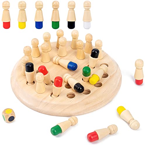Memory Match Stick Schach für Kinder, Waldspring Memory-Schachspiel aus Holz Fördert das Gedächtnis und das Konzentration, Gedächtnisschach für Geeignet für Kinder und ältere Menschen von Waldspring