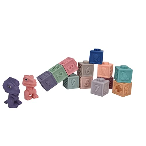 Walfront Quetschspielzeug, Pädagogisch Geprägte, Leuchtende Farben, Kaubare Baby-Softblöcke, 14 Stück, für Kleinkinder, Spielzeug für Jungen und Mädchen (1045) von Walfront