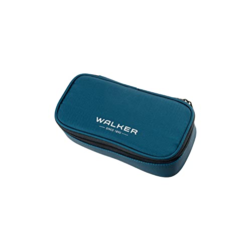 Walker 49113-370 - Schlamperbox "Steel Blue", Federmappe mit geräumigem Hauptfach, doppelseitiger Trennwand mit 20 Stiftfächern, Zippfach und robustem Reißverschluss von Walker