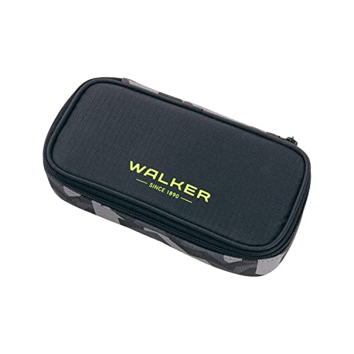 Walker 49711-079 - Schlamperbox Fame 2.0 "Uni Dark Grey", Federmappe mit geräumigem Hauptfach, doppelseitiger Trennwand mit 20 Stiftfächern, Zippfach und robustem Reißverschluss von Walker