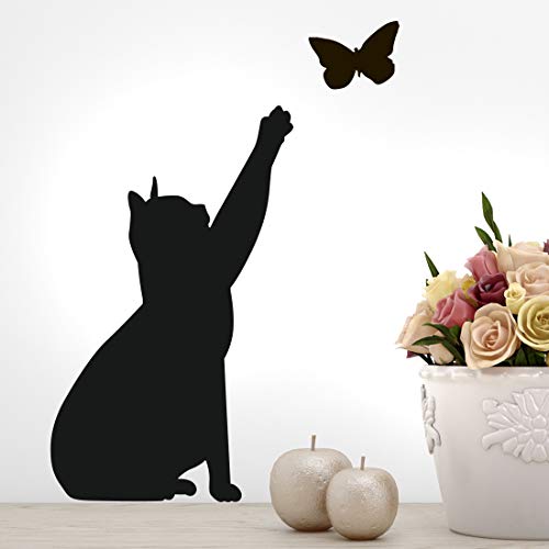 Wandaufkleber mit Katzen-Motiv, für Küche, Schlafzimmer, Dekoration, Wandbild, Transferfolie für Wohnzimmer, Poster, entfernbar, Tiermalerei, selbstklebend, Vinyl, Schwarz von Wall4stickers
