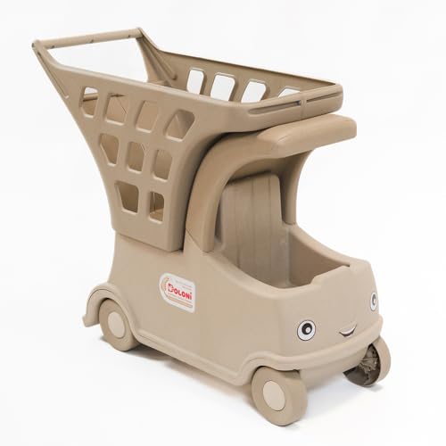 Kinder Einkaufswagen Spielzeugwagen Auto mit Korb Rollwagen beige von Wallbarz