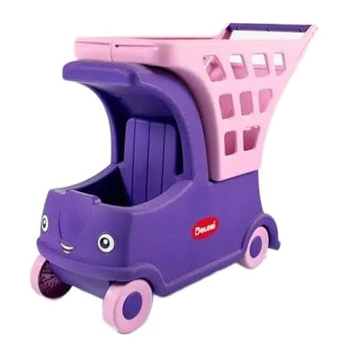 Kinder Einkaufswagen Spielzeugwagen Auto mit Korb rosa und lila von Wallbarz