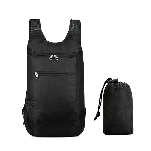 Walmeck Wandertack Faltbarer Reise - Große Kapazität für Camping, Outdoor -Sport, Wandern mit Wasserdesign (Schwarz) von Walmeck