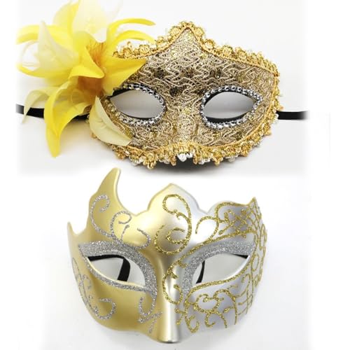 1 Paar Augenmaske Venice Mascarade Masken Venezianische Gesichtsmaske Karneval Maske Maskerade-Maske Bemalte Paarmaske,für Halloween Party Kostüm Ball Abend Abschlussball,Goldsilber 1 Paar Augenmaske Venice Mascarade Masken Venezianische Gesichtsmaske Karneval Maske Maskerade-Maske Bemalte Paarmaske,für Halloween Party Kostüm Ball Abend Abschlussball,Goldsilber von Wambere
