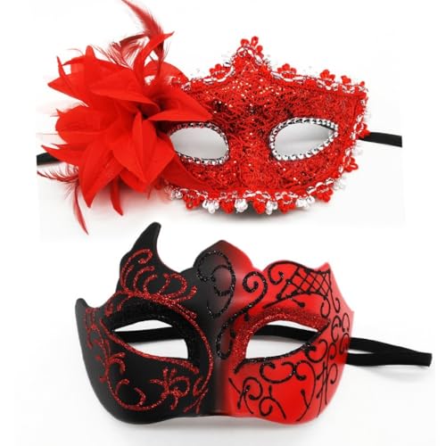 1 Paar Augenmaske Venice Mascarade Masken Venezianische Gesichtsmaske Karneval Maske Maskerade-Maske Bemalte Paarmaske,für Halloween Party Kostüm Ball Abend Abschlussball,Schwarzrot 1 Paar Augenmaske Venice Mascarade Masken Venezianische Gesichtsmaske Karneval Maske Maskerade-Maske Bemalte Paarmaske,für Halloween Party Kostüm Ball Abend Abschlussball,Schwarzrot von Wambere