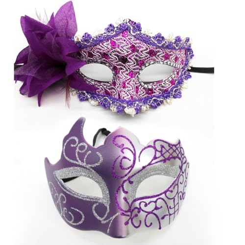 1 Paar Augenmaske Venice Mascarade Masken Venezianische Gesichtsmaske Karneval Maske Maskerade-Maske Bemalte Paarmaske,für Halloween Party Kostüm Ball Abend Abschlussball,Silberviolett 1 Paar Augenmaske Venice Mascarade Masken Venezianische Gesichtsmaske Karneval Maske Maskerade-Maske Bemalte Paarmaske,für Halloween Party Kostüm Ball Abend Abschlussball,Silberviolett von Wambere