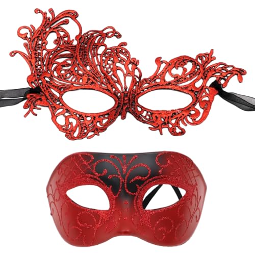 1 Satz mit 2 Bemalte Maske,Karnevalsmaske,Maskerade-MaskeParty Maske,Karneval Augenmaske,Maskenball Kostümzubehör,Gothic Maskerade Gesichtsmasken,für Karnevals Halloween Party,Rot 1 Satz mit 2 Bemalte Maske,Karnevalsmaske,Maskerade-MaskeParty Maske,Karneval Augenmaske,Maskenball Kostümzubehör,Gothic Maskerade Gesichtsmasken,für Karnevals Halloween Party,Rot von Wambere