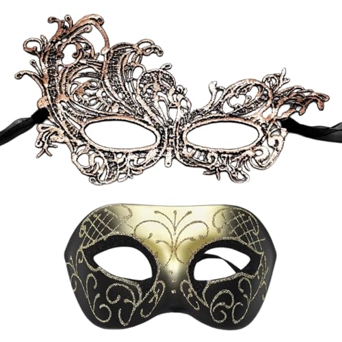 1 Satz mit 2 Bemalte Maske,Karnevalsmaske,Maskerade-MaskeParty Maske,Karneval Augenmaske,Maskenball Kostümzubehör,Gothic Maskerade Gesichtsmasken,für Karnevals Halloween Party,Schwarz Gold 1 Satz mit 2 Bemalte Maske,Karnevalsmaske,Maskerade-MaskeParty Maske,Karneval Augenmaske,Maskenball Kostümzubehör,Gothic Maskerade Gesichtsmasken,für Karnevals Halloween Party,Schwarz Gold von Wambere
