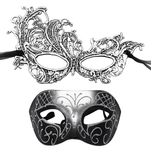 1 Satz mit 2 Bemalte Maske,Karnevalsmaske,Maskerade-MaskeParty Maske,Karneval Augenmaske,Maskenball Kostümzubehör,Gothic Maskerade Gesichtsmasken,für Karnevals Halloween Party,Silber 1 Satz mit 2 Bemalte Maske,Karnevalsmaske,Maskerade-MaskeParty Maske,Karneval Augenmaske,Maskenball Kostümzubehör,Gothic Maskerade Gesichtsmasken,für Karnevals Halloween Party,Silber von Wambere