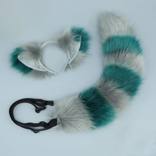 1 Set Fuchs-Stirnband und Fuchsschwanz-Set Haarbänder Haarreifen Kopfschmuck Haarschmuck für Cosplay Kostüm Party Dekoration Dressing Parteien Faschingskostüm,Schnallenschwanz,Grau Grün A 1 Set Fuchs-Stirnband und Fuchsschwanz-Set Haarbänder Haarreifen Kopfschmuck Haarschmuck für Cosplay Kostüm Party Dekoration Dressing Parteien Faschingskostüm,Schnallenschwanz,Grau Grün A von Wambere