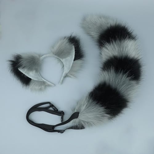 1 Set Fuchs-Stirnband und Fuchsschwanz-Set Haarbänder Haarreifen Kopfschmuck Haarschmuck für Cosplay Kostüm Party Dekoration Dressing Parteien Faschingskostüm,Schnallenschwanz,Grau Schwarz A 1 Set Fuchs-Stirnband und Fuchsschwanz-Set Haarbänder Haarreifen Kopfschmuck Haarschmuck für Cosplay Kostüm Party Dekoration Dressing Parteien Faschingskostüm,Schnallenschwanz,Grau Schwarz A von Wambere