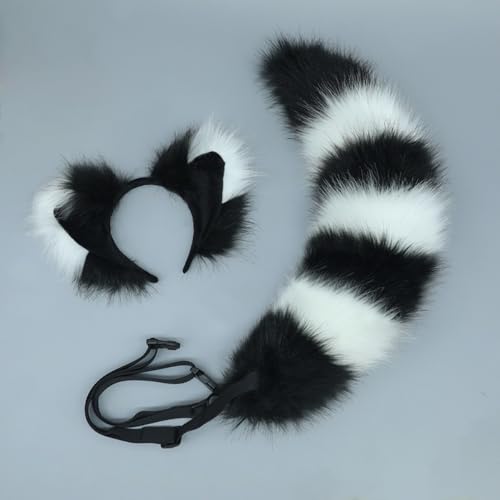 1 Set Fuchs-Stirnband und Fuchsschwanz-Set Haarbänder Haarreifen Kopfschmuck Haarschmuck für Cosplay Kostüm Party Dekoration Dressing Parteien Faschingskostüm,Schnallenschwanz,Schwarz Weiß A 1 Set Fuchs-Stirnband und Fuchsschwanz-Set Haarbänder Haarreifen Kopfschmuck Haarschmuck für Cosplay Kostüm Party Dekoration Dressing Parteien Faschingskostüm,Schnallenschwanz,Schwarz Weiß A von Wambere
