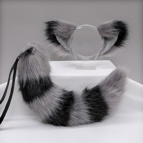 1 Set Fuchs-Stirnband und Fuchsschwanz-Set Haarbänder Haarreifen Kopfschmuck Haarschmuck für Cosplay Kostüm Party Dekoration Dressing Parteien Faschingskostüm,Seilschwanz,Grau Schwarz C 1 Set Fuchs-Stirnband und Fuchsschwanz-Set Haarbänder Haarreifen Kopfschmuck Haarschmuck für Cosplay Kostüm Party Dekoration Dressing Parteien Faschingskostüm,Seilschwanz,Grau Schwarz C von Wambere