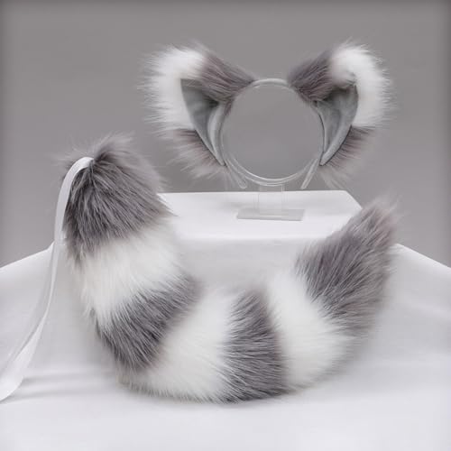 1 Set Fuchs-Stirnband und Fuchsschwanz-Set Haarbänder Haarreifen Kopfschmuck Haarschmuck für Cosplay Kostüm Party Dekoration Dressing Parteien Faschingskostüm,Seilschwanz,Grau Weiß C 1 Set Fuchs-Stirnband und Fuchsschwanz-Set Haarbänder Haarreifen Kopfschmuck Haarschmuck für Cosplay Kostüm Party Dekoration Dressing Parteien Faschingskostüm,Seilschwanz,Grau Weiß C von Wambere