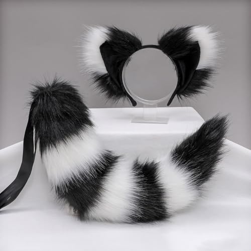 1 Set Fuchs-Stirnband und Fuchsschwanz-Set Haarbänder Haarreifen Kopfschmuck Haarschmuck für Cosplay Kostüm Party Dekoration Dressing Parteien Faschingskostüm,Seilschwanz,Schwarz Weiß C 1 Set Fuchs-Stirnband und Fuchsschwanz-Set Haarbänder Haarreifen Kopfschmuck Haarschmuck für Cosplay Kostüm Party Dekoration Dressing Parteien Faschingskostüm,Seilschwanz,Schwarz Weiß C von Wambere