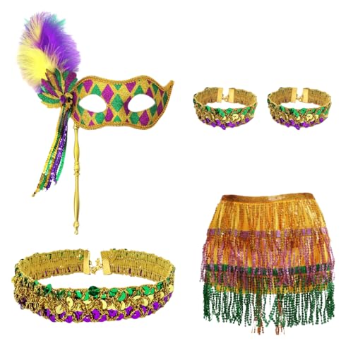 1 Set Maskenmaske Federstirnband Armband Halsband aus Pailletten Venezianische Maske Augenmaske Maskerade Maske Maskenarmband Karnevalskragen für Halloween Party Kostüm Ball,Mischfarbe E 1 Set Maskenmaske Federstirnband Armband Halsband aus Pailletten Venezianische Maske Augenmaske Maskerade Maske Maskenarmband Karnevalskragen für Halloween Party Kostüm Ball,Mischfarbe E von Wambere