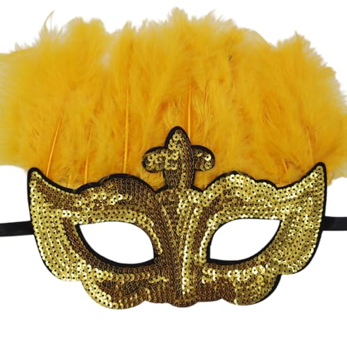 1 Stück Maskerade Maske mit Feder,Pailletten-Federmaske,Karneval Augenmaske,Dekorative Augenmaske,Gothic Maskerade Gesichtsmasken,für Halloween Karneval Party Kostüm Cosplay,B16 von Wambere