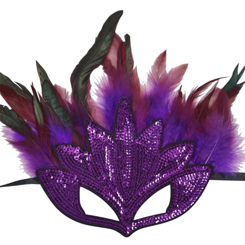 1 Stück Maskerade Maske mit Feder,Pailletten-Federmaske,Karneval Augenmaske,Dekorative Augenmaske,Gothic Maskerade Gesichtsmasken,für Halloween Karneval Party Kostüm Cosplay,B17 von Wambere