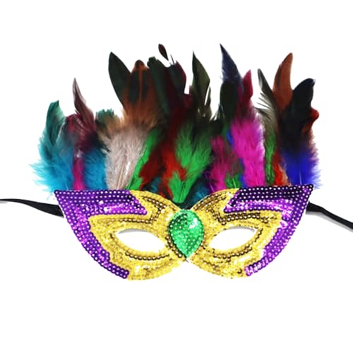 1 Stück Maskerade Maske mit Feder,Pailletten-Federmaske,Karneval Augenmaske,Dekorative Augenmaske,Gothic Maskerade Gesichtsmasken,für Halloween Karneval Party Kostüm Cosplay,B4 von Wambere