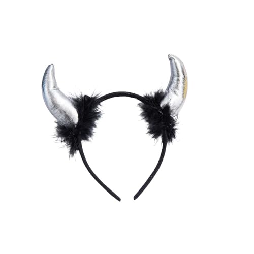 1 Stück Teufelshörner Haarreif Teufelsohren Haarband mit Feder,Vampir Devil Ears Kopfschmuck,Teufel Stirnband Karneval Halloween Kostüm Damen Herren Kopfbedeckung Accessoire,Silber 1 Stück Teufelshörner Haarreif Teufelsohren Haarband mit Feder,Vampir Devil Ears Kopfschmuck,Teufel Stirnband Karneval Halloween Kostüm Damen Herren Kopfbedeckung Accessoire,Silber von Wambere