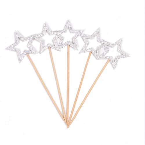 40 Stück Kuchendekorations-Plugin Hohle fünfzackige Sterndekoration Tortendeko Geburstagstorte Cake Topper Glitzer Stern Tortendekoration Partydekorationen für Desserts Donuts Käse Kuchen,Silber 40 Stück Kuchendekorations-Plugin Hohle fünfzackige Sterndekoration Tortendeko Geburstagstorte Cake Topper Glitzer Stern Tortendekoration Partydekorationen für Desserts Donuts Käse Kuchen,Silber von Wambere