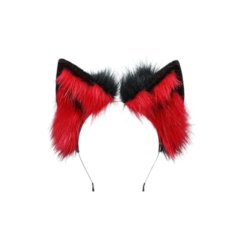Handgemachte Fuchs Ohren Haarband Haarreif Katze Ohr Stirnband Wolf Ohren Stirnband Haarschmuck Halloween Weihnachten Kostüm Anime Cosplay Kopfbedeckung,Kunstpelz Fuchs Wolf Schwanz,Dunkelrot A Handgemachte Fuchs Ohren Haarband Haarreif Katze Ohr Stirnband Wolf Ohren Stirnband Haarschmuck Halloween Weihnachten Kostüm Anime Cosplay Kopfbedeckung,Kunstpelz Fuchs Wolf Schwanz,Dunkelrot A von Wambere