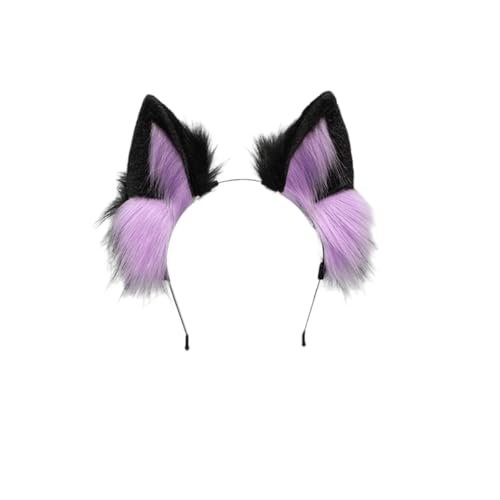 Handgemachte Fuchs Ohren Haarband Haarreif Katze Ohr Stirnband Wolf Ohren Stirnband Haarschmuck Halloween Weihnachten Kostüm Anime Cosplay Kopfbedeckung,Kunstpelz Fuchs Wolf Schwanz,Dunkelviolett A Handgemachte Fuchs Ohren Haarband Haarreif Katze Ohr Stirnband Wolf Ohren Stirnband Haarschmuck Halloween Weihnachten Kostüm Anime Cosplay Kopfbedeckung,Kunstpelz Fuchs Wolf Schwanz,Dunkelviolett A von Wambere