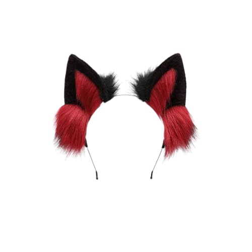 Handgemachte Fuchs Ohren Haarband Haarreif Katze Ohr Stirnband Wolf Ohren Stirnband Haarschmuck Halloween Weihnachten Kostüm Anime Cosplay Kopfbedeckung,Kunstpelz Fuchs Wolf Schwanz,Dunkelweinrot A Handgemachte Fuchs Ohren Haarband Haarreif Katze Ohr Stirnband Wolf Ohren Stirnband Haarschmuck Halloween Weihnachten Kostüm Anime Cosplay Kopfbedeckung,Kunstpelz Fuchs Wolf Schwanz,Dunkelweinrot A von Wambere