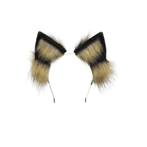 Handgemachte Fuchs Ohren Haarband Haarreif Katze Ohr Stirnband Wolf Ohren Stirnband Haarschmuck Halloween Weihnachten Kostüm Anime Cosplay Kopfbedeckung,Kunstpelz Fuchs Wolf Schwanz,Schwarzgelb A Handgemachte Fuchs Ohren Haarband Haarreif Katze Ohr Stirnband Wolf Ohren Stirnband Haarschmuck Halloween Weihnachten Kostüm Anime Cosplay Kopfbedeckung,Kunstpelz Fuchs Wolf Schwanz,Schwarzgelb A von Wambere