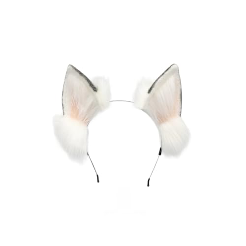 Handgemachte Fuchs Ohren Haarband Haarreif Katze Ohr Stirnband Wolf Ohren Stirnband Haarschmuck Halloween Weihnachten Kostüm Anime Cosplay Kopfbedeckung,Kunstpelz Fuchs Wolf Schwanz,Weiß A Handgemachte Fuchs Ohren Haarband Haarreif Katze Ohr Stirnband Wolf Ohren Stirnband Haarschmuck Halloween Weihnachten Kostüm Anime Cosplay Kopfbedeckung,Kunstpelz Fuchs Wolf Schwanz,Weiß A von Wambere