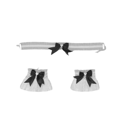 Katzenohren Haarreif Katzenschwanz Cosplay Set Stirnband Plüsch Ohren Haarspange Headwear Haarschmuck mit Schleife Haarnadel,für Damen Halloween Fasching Karneval Rollenspiel Kostüme,Schwarz B von Wambere