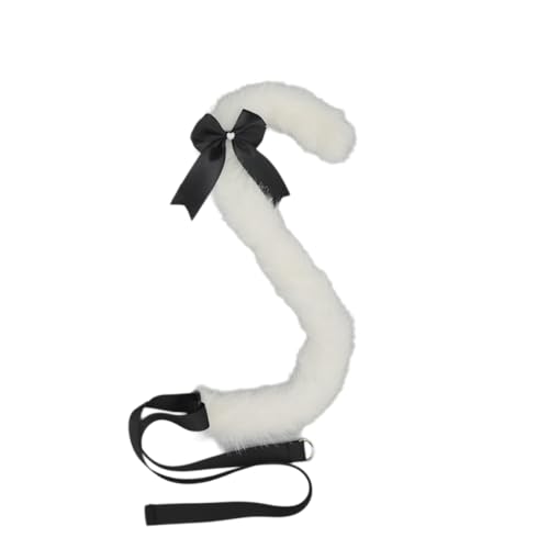 Katzenohren Haarreif Katzenschwanz Cosplay Set Stirnband Plüsch Ohren Haarspange Headwear Haarschmuck mit Schleife Haarnadel,für Damen Halloween Fasching Karneval Rollenspiel Kostüme,Schwarz D von Wambere