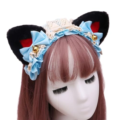 Lolita-Stirnband mit Spitze Katzenohren Stirnband,Katze Haarbänder Haarschmuck,Retro Haarreifen Kopfschmuck Haarschmuck für Cosplay Kostüm Party Dekoration Dressing Parteien Halloween,Blau B Lolita-Stirnband mit Spitze Katzenohren Stirnband,Katze Haarbänder Haarschmuck,Retro Haarreifen Kopfschmuck Haarschmuck für Cosplay Kostüm Party Dekoration Dressing Parteien Halloween,Blau B von Wambere