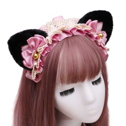 Lolita-Stirnband mit Spitze Katzenohren Stirnband,Katze Haarbänder Haarschmuck,Retro Haarreifen Kopfschmuck Haarschmuck für Cosplay Kostüm Party Dekoration Dressing Parteien Halloween,Rosa D Lolita-Stirnband mit Spitze Katzenohren Stirnband,Katze Haarbänder Haarschmuck,Retro Haarreifen Kopfschmuck Haarschmuck für Cosplay Kostüm Party Dekoration Dressing Parteien Halloween,Rosa D von Wambere