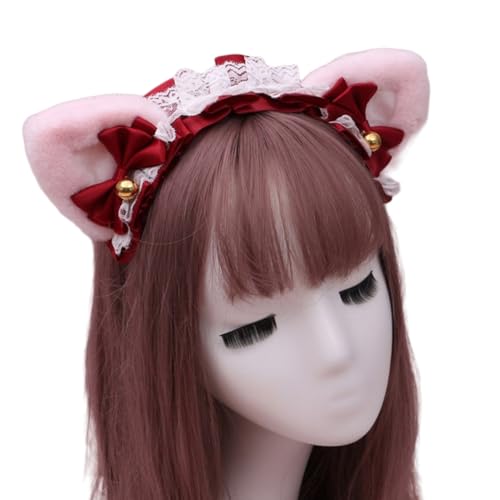 Lolita-Stirnband mit Spitze Katzenohren Stirnband,Katze Haarbänder Haarschmuck,Retro Haarreifen Kopfschmuck Haarschmuck für Cosplay Kostüm Party Dekoration Dressing Parteien Halloween,Weinrot D Lolita-Stirnband mit Spitze Katzenohren Stirnband,Katze Haarbänder Haarschmuck,Retro Haarreifen Kopfschmuck Haarschmuck für Cosplay Kostüm Party Dekoration Dressing Parteien Halloween,Weinrot D von Wambere