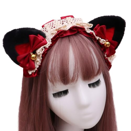 Lolita-Stirnband mit Spitze Katzenohren Stirnband,Katze Haarbänder Haarschmuck,Retro Haarreifen Kopfschmuck Haarschmuck für Cosplay Kostüm Party Dekoration Dressing Parteien Halloween,Weinrot E Lolita-Stirnband mit Spitze Katzenohren Stirnband,Katze Haarbänder Haarschmuck,Retro Haarreifen Kopfschmuck Haarschmuck für Cosplay Kostüm Party Dekoration Dressing Parteien Halloween,Weinrot E von Wambere